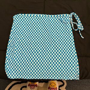 Aurelle Women's Swim Skirt Coverup Blue and White checkered with tie